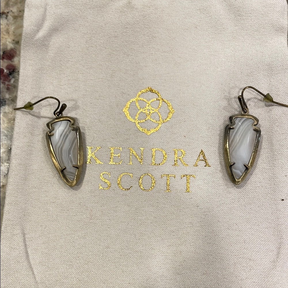 Kendra Scott White & Gray Stone Earrings